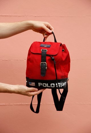 VINTAGE 90S POLO SPORT RALPH LAUREN MINI BAG BACKPACK RED