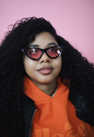 PINK SUMMER 90S Y2K SLIM CAT EYE SUNGLASSES SHADES