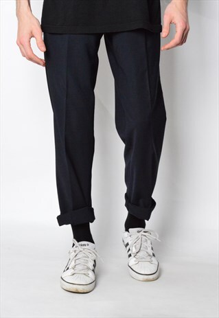 VINTAGE 90S DARK NAVY BLUE WOOL BLEND PANTS