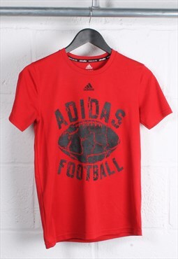 Vintage Adidas T-Shirt in Red Crewneck Sports Top Medium