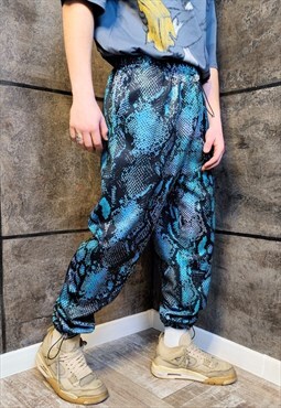 Tie-dye python joggers handmade snake pants rave overalls