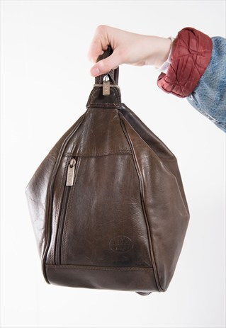 90'S BROWN LEATHER RUCKSACK BACKPACK
