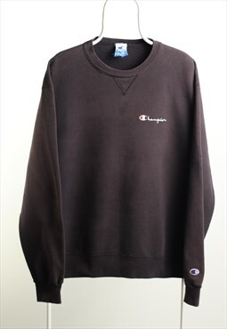 Vintage Champion Crewneck Logo Sweatshirt Black Size XL