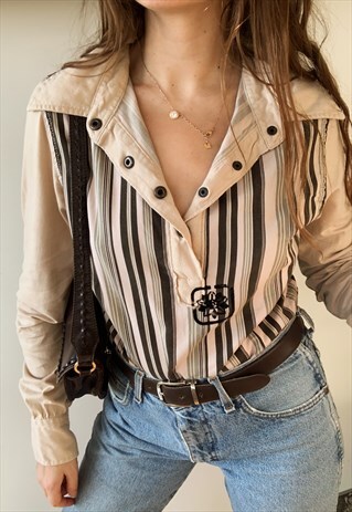 VINTAGE Y2K TOMMY HILFIGER STRIPED KITSCH SHIRT TOP BLOUSE