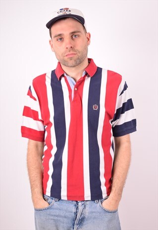 TOMMY HILFIGER MENS VINTAGE POLO SHIRT MEDIUM MULTI STRIPES
