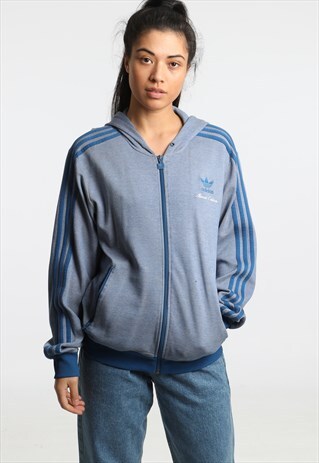90S ADIDAS EMBROIDERED LOGO ZIPPED HOODIE