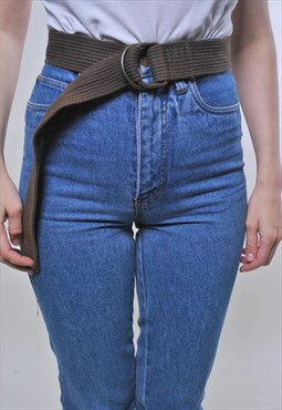 Vintage cotton oversized utility brown belt 