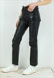 TAPERED LEATHER PANTS BLACK TROUSERS HIGH WAIST BIKER MOTO