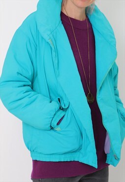 80s puffer ski jacket in bright blue
