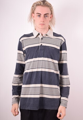 TRUSSARDI MENS VINTAGE POLO SHIRT LONG SLEEVE MEDIUM 90S