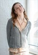 VINTAGE GREY SOFT WOOL KNITTED JACKET STYLE CARDIGAN
