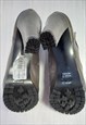 SARRIS OPEN TOE BOOTS GREY HEELS LEATHER