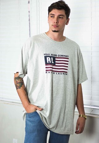 VINTAGE POLO RALPH LAUREN T-SHIRT LOGO 90S XL 9.7