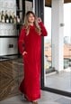 RED VELVET DRESS, CHRISTMAS DRESS, LONG VELVET DRESS