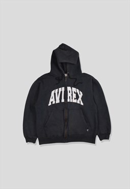 Vintage Avirex Embroidered Logo Hoodie in Black