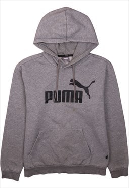 Vintage 90's Puma Hoodie Spellout Pullover Grey Medium