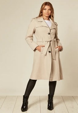 Beige Military Duster Trench Coat