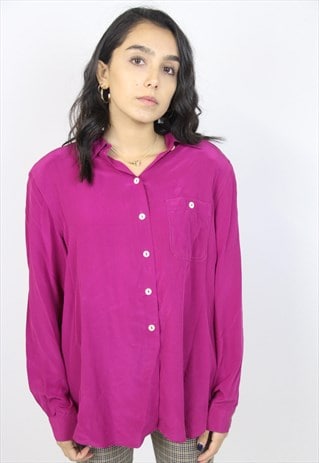 VINTAGE 90'S FUCHSIA SILK SHIRT