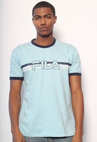 VINTAGE FILA PRINT LOGO T-SHIRT BLUE