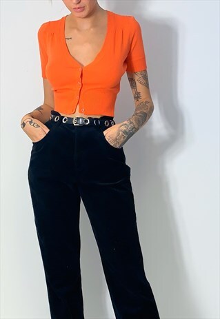 SUPER CUTE 90'S ORANGE CROP CARDIGAN TOP