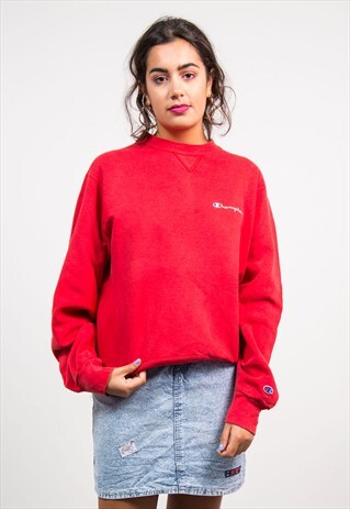 VINTAGE 90'S RED CHAMPION SWEATSHIRT JUMPER