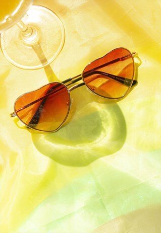 HEART WIRE FRAME SUNGLASSES CORAL