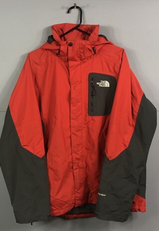 VINTAGE THE NORTH FACE HOODED RAIN COAT IN ORANGE AND GREY W