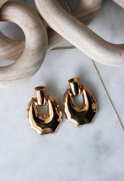 Gold Metal Doorknocker Everyday Minimalist Earrings