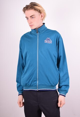 KAPPA MENS VINTAGE TRACKSUIT TOP JACKET MEDIUM BLUE 90S