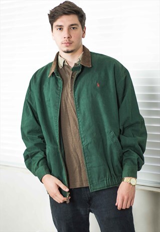 VINTAGE POLO RALPH LAUREN HARRINGTON JACKET LOGO 90S XL 28.5