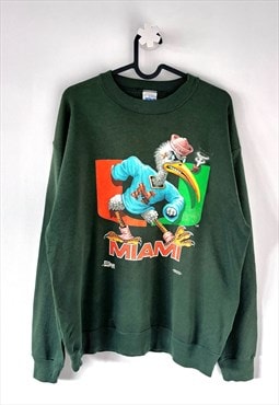 Vintage Miami hurricanes green 1992 sweatshirt large 