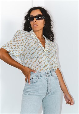 Vintage 90s Floral Print Patterned Summer Shirt