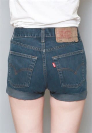VINTAGE 1990'S LEVIS DARK BLUE DYED DENIM SHORTS
