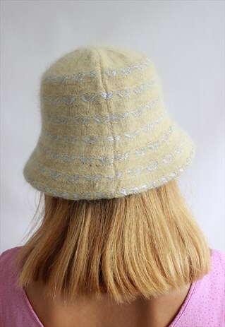 CREAM FLUFFY WOVEN HAT