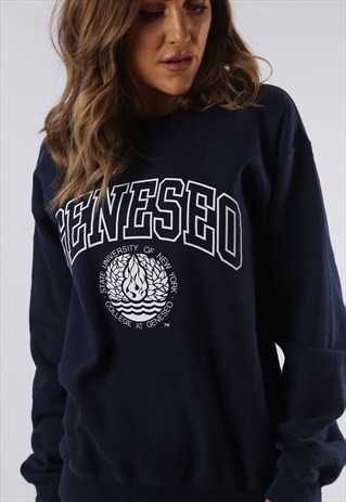 VINTAGE SWEATSHIRT JUMPER COLLEGE UNI PRINT UK 10 (CCP)
