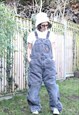 VINTAGE 1990S CARHARTT DENIM DUNGAREES IN WASHED GREY