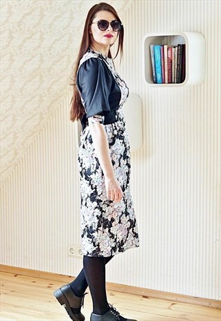 BLACK FLORAL VINTAGE DRESS