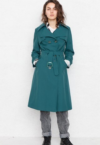 VINTAGE GREEN TRENCH COAT
