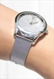 SILVER TEXTURED FACE WATCH