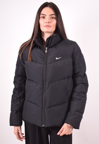 NIKE WOMENS VINTAGE PADDED JACKET LARGE BLACK 90S