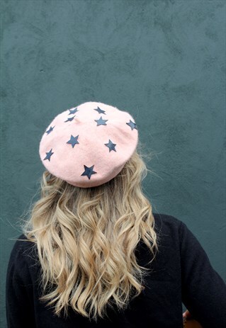 HANDMADE UNISEX BABY PINK STAR BERET