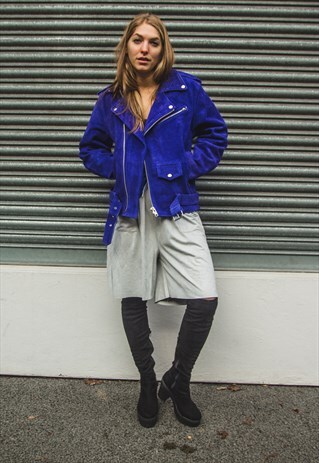 BLUE SUEDE BIKER JACKET (MADE TO ORDER)