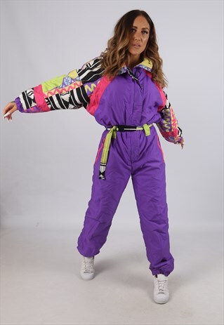 VINTAGE SKISS FULL SKI SUIT SNOW SPORTS UK L 14 (J3E)