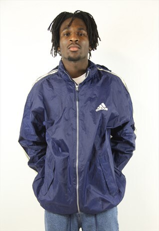 VINTAGE ADIDAS NAVY SHELL SPORTS JACKET