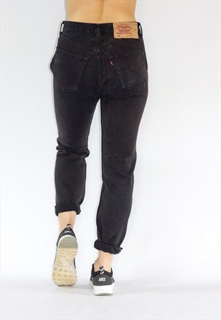 VINTAGE 90'S BLACK 501 BUTTON FLY STRAIGHT LEG JEANS