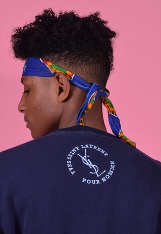 VINTAGE YVES SAINT LAURENT YSL NAVY EMBROIDERED SWEATSHIRT