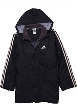 Vintage 90's Adidas Windbreaker Hooded Full Zip Up Black