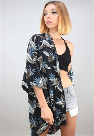 VINTAGE OVERSIZED SHORT SLEEVE HAWAIIAN PATTERNED SHIRT