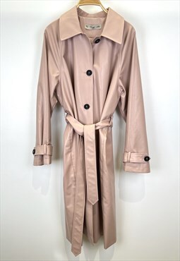 Kzell Pu trench coat with high collar in pink