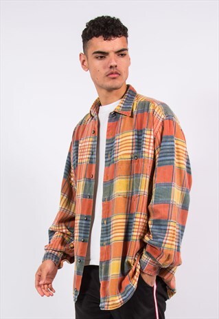 VINTAGE CHECK PATTERN CORD SHIRT